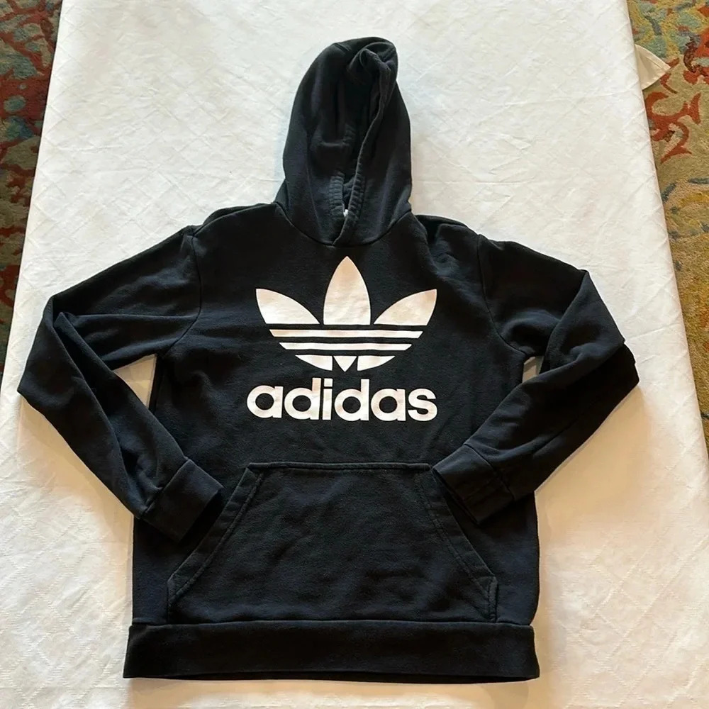 Adidas Originals Trefoil Hoodie CD6499 Black‎ White Logo Youth Boys XL